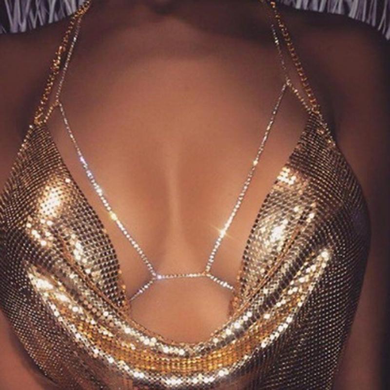 Sexy Crystal body chain women Fashion body chain bra Harness Sparkle