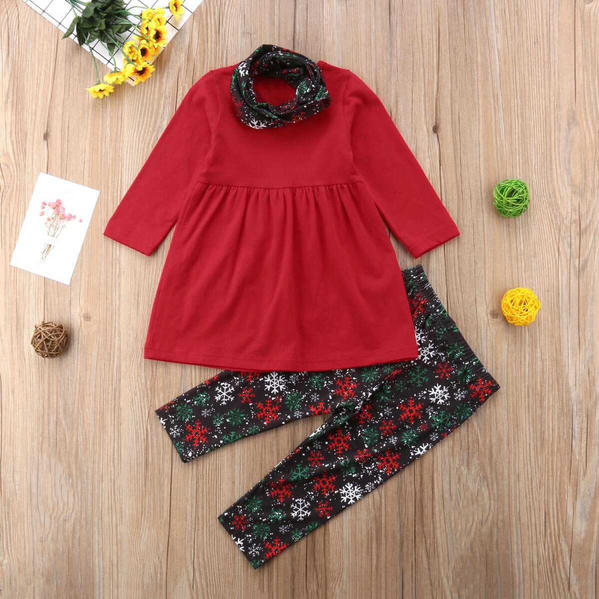 Lovely Xmas 3pcs Casual Clothing Baby Girl