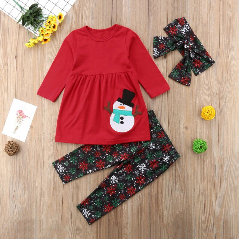 Lovely Xmas 3pcs Casual Clothing Baby Girl