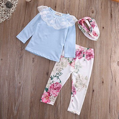New 2016 Floral Baby Girls clothing set Long