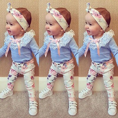 New 2016 Floral Baby Girls clothing set Long