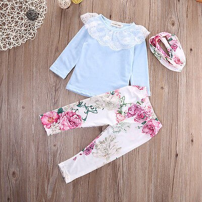 New 2016 Floral Baby Girls clothing set Long