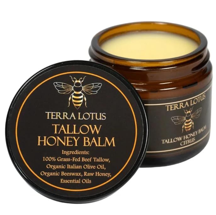 Organic Grass-Fed Beef Tallow Balm with Raw Honey - Moisturizing Cream