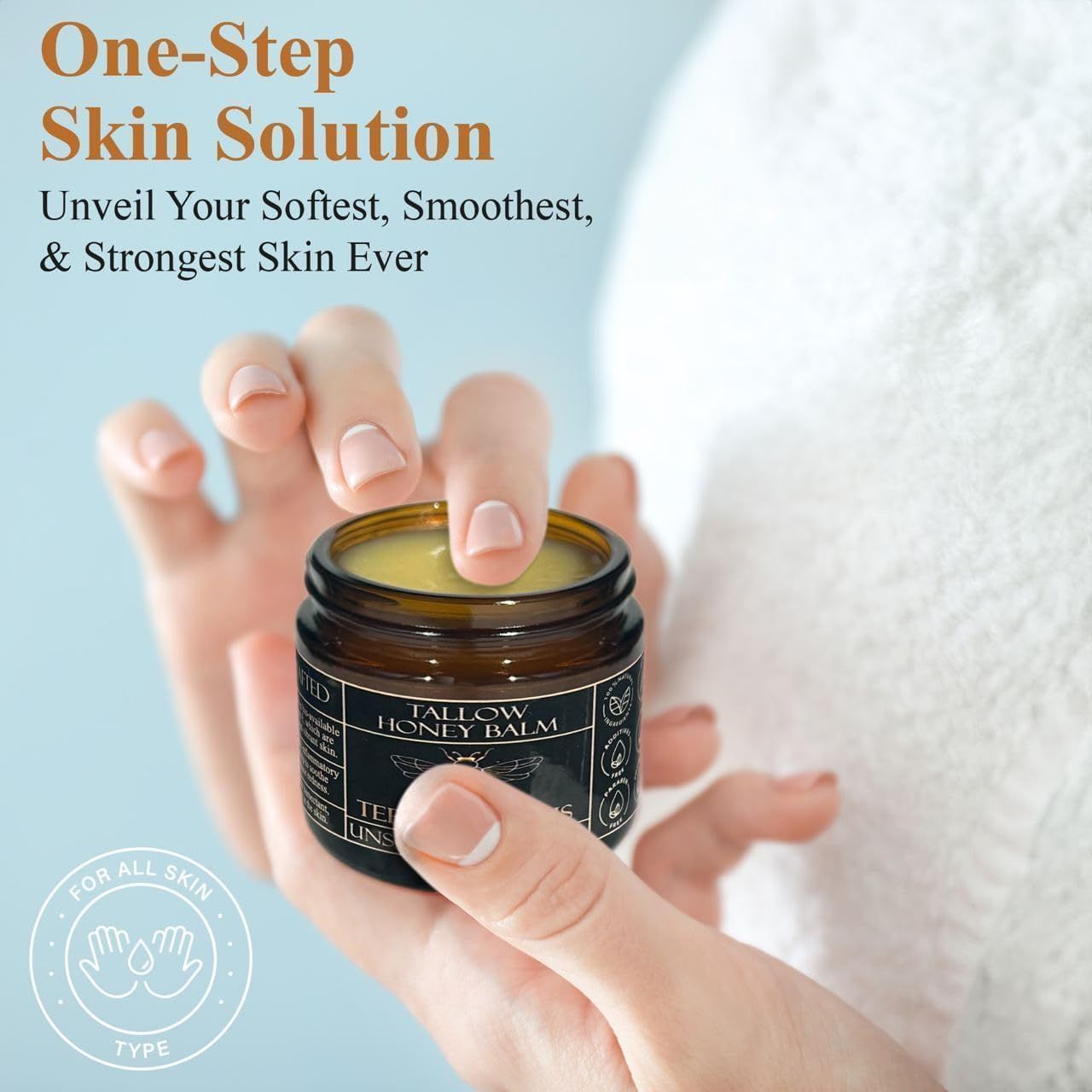 Organic Grass-Fed Beef Tallow Balm with Raw Honey - Moisturizing Cream